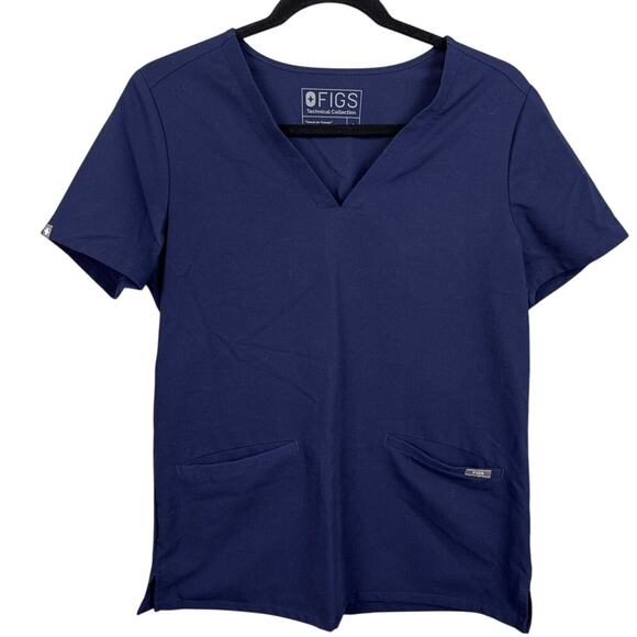 Figs Women's Navy Blue Catarina V-Neck Scrub Top Size S Healthcare Nursing - Picture 1 of 7
